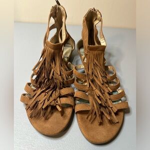 Limelight brown sandals, size 10, zipper back